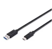 Cable USB 3.0 vers USB Type-C PD 3A Digitus Noir 1M 5Gbit/s