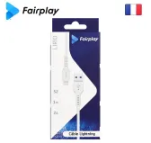 Cable USB vers Lightning 2A Fairplay 1M Blanc LIRIO S2