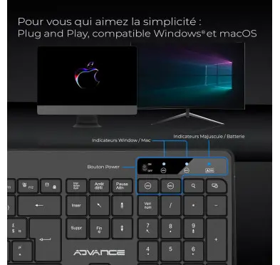 Clavier Advance R-Type Series Noir Gaming RGB sans fil