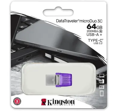 Clé USB 3.0 64Go Kingston DataTraveler microDuo 3C Type A et C