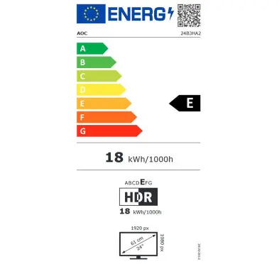 Ecran AOC 24" 24B3HA2 1920x1080 100Hz 1ms HDMI/VGA