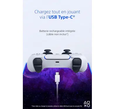 Manette Sony DualSense V2 PS5 Noir/Blanc